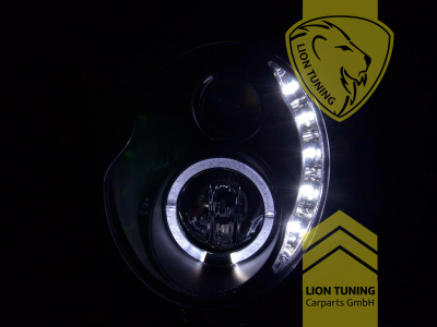 Halogen, schwarz, Abblendlicht H1 / Fernlicht H1, Blinkerbirnen BAU15S, elektrisch verstellbar - Stellmotor integriert, Eintragungsfrei / mit E-Prüfzeichen