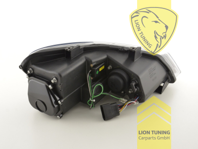 Halogen, schwarz, Abblendlicht H7 / Fernlicht H1, Blinkerbirnen BAU15S, elektrisch verstellbar - Stellmotor wird vom Original übernommen, Eintragungsfrei / mit E-Prüfzeichen, Eintragungsfrei / mit R87 Zulassung als Tagfahrlicht