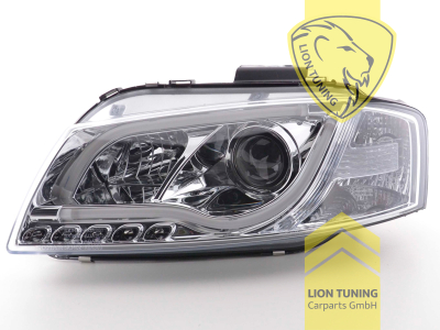 Halogen, chrom, Abblendlicht H1 / Fernlicht H1, Blinkerbirnen BAU15S, elektrisch verstellbar - Stellmotor wird vom Original übernommen, Eintragungsfrei / mit E-Prüfzeichen