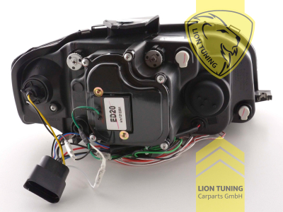 Halogen, chrom, Abblendlicht H1 / Fernlicht H1, Blinkerbirnen BAU15S, elektrisch verstellbar - Stellmotor wird vom Original übernommen, Eintragungsfrei / mit E-Prüfzeichen
