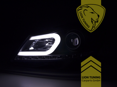 mit LED Blinker, Halogen, schwarz, Abblendlicht H7 / Fernlicht H1, Blinkerbirnen BAU15S, elektrisch verstellbar - Stellmotor integriert, Eintragungsfrei / mit E-Prüfzeichen