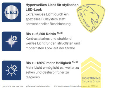 Xenon, HID, 6000K, D1S, 35W, Scheinwerfer, 12 V, Eintragungsfrei / mit E-Prüfzeichen