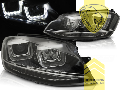 mit LED Blinker, Halogen, schwarz, Abblendlicht H7 / Fernlicht H1, elektrisch verstellbar - Stellmotor integriert, Eintragungsfrei / mit E-Prüfzeichen, Eintragungsfrei / mit R87 Zulassung als Tagfahrlicht