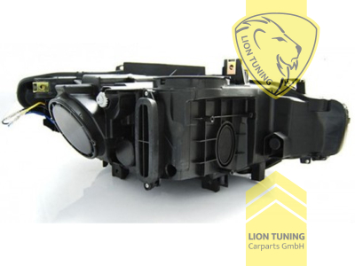 Xenon, HID, schwarz, weiß LED, Blinkerbirnen BAU15S, Abblendlicht und Fernlicht in einer Linse D1S, elektrisch verstellbar - Stellmotor integriert, Eintragungsfrei / mit E-Prüfzeichen, Eintragungsfrei / mit R87 Zulassung als Tagfahrlicht