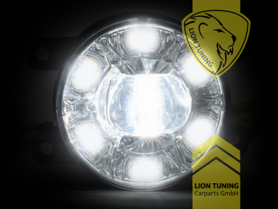 LED, chrom, Eintragungsfrei / mit E-Prüfzeichen, Eintragungsfrei / mit R87 Zulassung als Tagfahrlicht