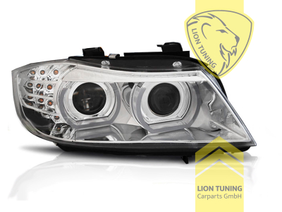 mit LED Blinker, Xenon, HID, chrom, weiß LED, Abblendlicht und Fernlicht in einer Linse D1S, elektrisch verstellbar - Stellmotor wird vom Original übernommen, Eintragungsfrei / mit E-Prüfzeichen, Eintragungsfrei / mit R87 Zulassung als Tagfahrlicht