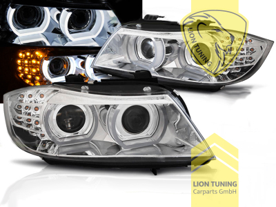 mit LED Blinker, Xenon, HID, chrom, weiß LED, Abblendlicht und Fernlicht in einer Linse D1S, elektrisch verstellbar - Stellmotor wird vom Original übernommen, Eintragungsfrei / mit E-Prüfzeichen, Eintragungsfrei / mit R87 Zulassung als Tagfahrlicht