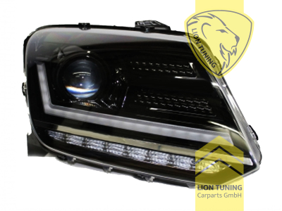 dynamischer LED Blinker, LED, schwarz, nur passend für Fahrzeuge mit original Halogen Scheinwerfern, LED Abblendlicht / LED Fernlicht, elektrisch verstellbar - Stellmotor integriert, Eintragungsfrei / mit E-Prüfzeichen, Eintragungsfrei / mit R87 Zulassung als Tagfahrlicht