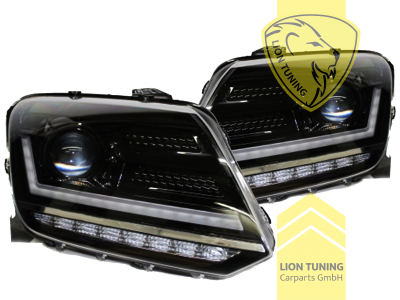 dynamischer LED Blinker, LED, schwarz, nur passend für Fahrzeuge mit original Halogen Scheinwerfern, LED Abblendlicht / LED Fernlicht, elektrisch verstellbar - Stellmotor integriert, Eintragungsfrei / mit E-Prüfzeichen, Eintragungsfrei / mit R87 Zulassung als Tagfahrlicht