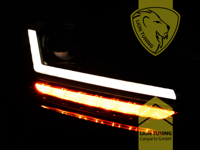 dynamischer LED Blinker, LED, schwarz, nur passend für Fahrzeuge mit original Halogen Scheinwerfern, LED Abblendlicht / LED Fernlicht, elektrisch verstellbar - Stellmotor integriert, Eintragungsfrei / mit E-Prüfzeichen, Eintragungsfrei / mit R87 Zulassung als Tagfahrlicht