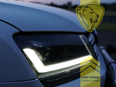 dynamischer LED Blinker, LED, schwarz, nur passend für Fahrzeuge mit original Halogen Scheinwerfern, LED Abblendlicht / LED Fernlicht, elektrisch verstellbar - Stellmotor integriert, Eintragungsfrei / mit E-Prüfzeichen, Eintragungsfrei / mit R87 Zulassung als Tagfahrlicht