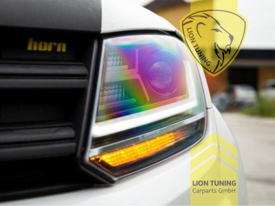 dynamischer LED Blinker, LED, schwarz, nur passend für Fahrzeuge mit original Halogen Scheinwerfern, LED Abblendlicht / LED Fernlicht, elektrisch verstellbar - Stellmotor integriert, Eintragungsfrei / mit E-Prüfzeichen, Eintragungsfrei / mit R87 Zulassung als Tagfahrlicht