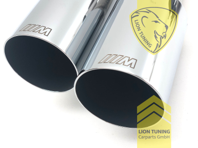 glänzend, 2x 70mm scharf versetzt, 70mm, Endrohr von innen schwarz gepulvert, Nur passend für F-Modell 418d N47N, 420d N47N, 420dX N47N, Nur passend für F-Modell 316d N47N, 318d, 318dX, 320d, 320d ed, 320dX, Edelstahl, Eintragungsfrei / als Ersatzteil verwendbar