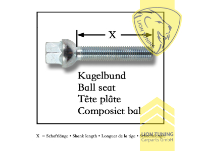 silber, 10.9, M14x1,5, Kugelbund, Metall / Stahl, 33 mm