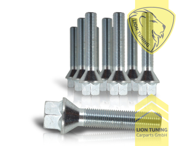 silber, 10.9, M14x1,25, Kegelbund, Metall / Stahl, 38 mm