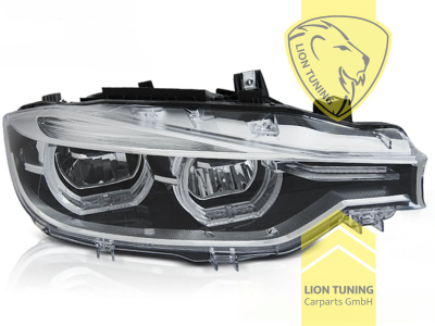 LED, mit LED Blinker, schwarz, nur passend für Fahrzeuge mit original Halogen Scheinwerfern, LED Abblendlicht / LED Fernlicht, elektrisch verstellbar - Stellmotor integriert, Eintragungsfrei / mit E-Prüfzeichen, Eintragungsfrei / mit R87 Zulassung als Tagfahrlicht