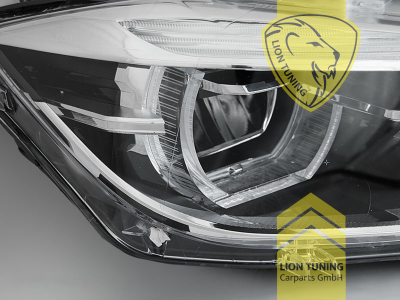 LED, mit LED Blinker, schwarz, nur passend für Fahrzeuge mit original Halogen Scheinwerfern, LED Abblendlicht / LED Fernlicht, elektrisch verstellbar - Stellmotor integriert, Eintragungsfrei / mit E-Prüfzeichen, Eintragungsfrei / mit R87 Zulassung als Tagfahrlicht