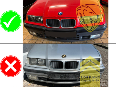 nur passend für Vorfacelift Grill, Metall / Stahl, schwarz - lackierfähig, für Fahrzeuge ohne SRA