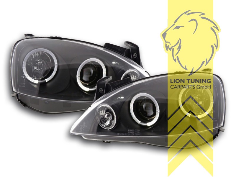 Opel Corsa E Led Scheinwerfer Nachrüsten LED Angel Eyes Scheinwerfer für Opel Corsa C Combo C schwarz | eBay